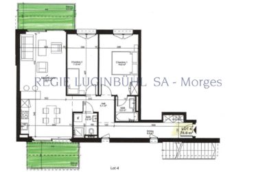 Bel appartement de 3.5 pièces d’env. 87m2 situé au 1er étage d’un nouvel immeuble